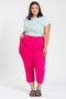 Imagem de Calça Capri Feminina Plus Size Malha Ribana Canelada Com Elástico E Cordão - Serena