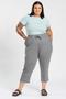 Imagem de Calça Capri Feminina Plus Size Malha Ribana Canelada Com Elástico E Cordão - Serena