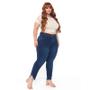 Imagem de Calça Capri Plus Size Feminina Jeans Escuro Cintura alta Taiga Jeans com Lycra Barra desfiada