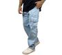 Imagem de Calça Cargo Jeans Larga Masculina Bolso Lateral Streetwear Estilo de rua