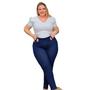 Imagem de Calça Cotton Dins Plus Size Cós Alto Modelador Para Gordinhas