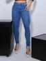 Imagem de Calça feminina jeans clara classica marmorizana com cintura alta