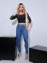 Imagem de Calça feminina jeans clara classica marmorizana com cintura alta