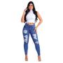 Imagem de Calça Feminina Jeans Miller Skinny Com Destroyed Novidade