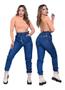 Imagem de Calça Feminina Mom Wide Leg Jeans Cintura Alta Sem Elastano