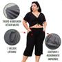 Imagem de Calça Feminina Pantacourt Lisa Plus Size Wide Com Bolsos
