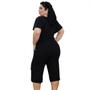 Imagem de Calça Feminina Pantacourt Lisa Plus Size Wide Com Bolsos