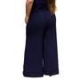 Imagem de Calça feminina pantalona social cos alto com linha vinco frontal e bolsos elastico parte de trás duna liso moda elegante plus size 44 ao 58