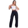 Imagem de Calça Feminina Pantalona Wide Leg Jeans Linha Premium Lisa com Bolso Cintura Alta Estilosa