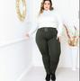 Imagem de Calça feminina plus size crepe cinto moda