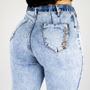 Imagem de Calça Feminina Sol Jeans Hot Pants Skinny com Cinto e Lycra Azul