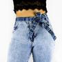 Imagem de Calça Feminina Sol Jeans Hot Pants Skinny com Cinto e Lycra Azul
