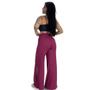 Imagem de Calça Feminina Wide Leg Pantalona Cintura Alta Tecido Canelado com Fenda Angélica