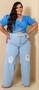Imagem de Calça Feminina Wide Leg Plus Size Destroyed com cinto opcional - 604