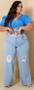 Imagem de Calça Feminina Wide Leg Plus Size Destroyed com cinto opcional - 604