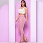 Imagem de Calça Feminino Canelado 3D Longa com cinto