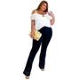 Imagem de Calça Flare Feminina Pantalona Poliamida c/ Bolso Plus Size