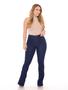 Imagem de Calça flare jeans feminina escura com pinça amaciada de qualidade premium