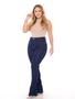 Imagem de Calça flare jeans feminina escura com pinça amaciada de qualidade premium