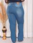 Imagem de Calça Flare Jeans Feminina Plus Size Clara cintura alta boca larga lycra/elastano