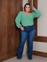 Imagem de Calça Flare Jeans Feminina Plus Size Escura cintura alta boca larga lycra/elastano Taiga/Faraya