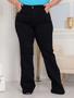 Imagem de Calça Flare Jeans Feminina Plus Size Preta cintura alta com lycra boca larga moda Blogueira Lançamento