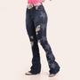 Imagem de Calça Jeans Azul Feminino Moda Country com Brilhos Estrelas Coloridas Texas Ranch Jeans Rodeio Barretos