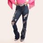 Imagem de Calça Jeans Azul Feminino Moda Country com Brilhos Estrelas Coloridas Texas Ranch Jeans Rodeio Barretos