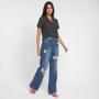 Imagem de Calça Jeans Ecxo Wide Leg Rasgada Feminina