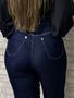 Imagem de Calça jeans feminina com botões com elastano