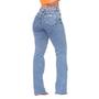 Imagem de Calça Jeans Feminina Corte Reto Wide Leg Pantalona Rasgada no Joelho Destroyed