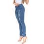 Imagem de Calça jeans Feminina Delave Super Skinny Premium Power Puidos Cintura Alta Levanta Bum Bum - Azul Claro