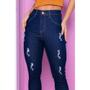 Imagem de Calça Jeans Feminina Escura Rasgada Modelo Skinny