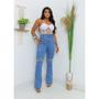 Imagem de Calça Jeans Feminina Flare Cós Alto Hot Pants Levanta Bumbum