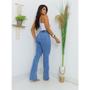 Imagem de Calça Jeans Feminina Flare Cós Alto Hot Pants Levanta Bumbum