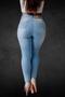 Imagem de Calça Jeans Feminina Hot Pants Cintura Alta Azul Clara Manchada
