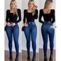 Imagem de Calça Jeans Feminina Levanta Bumbum Skinny Cintura Alta Com Lycra Blogueira