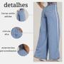 Calça Jeans Feminina Pantalona Cintura Alta Flare Jogger Wede Leg Oferta - Luptons Jeans Imagem de Calça Jeans Feminina Pantalona Cintura Alta Flare Jogger Wede Leg Oferta