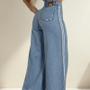 Calça Jeans Feminina Pantalona Cintura Alta Flare Jogger Wede Leg Oferta - Luptons Jeans Imagem de Calça Jeans Feminina Pantalona Cintura Alta Flare Jogger Wede Leg Oferta