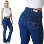 Imagem de Calça Jeans Feminina Petit Flare HNO Barra Desfiada Azul