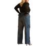 Imagem de Calça Jeans Feminina, Plus Size, Cargo, Straight