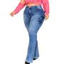 Calça Jeans Feminina Plus Size Flare Cintura Alta Empina O Bumbum - Moreira Fashion Imagem de Calça Jeans Feminina Plus Size Flare Cintura Alta Empina O Bumbum