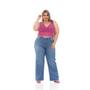 Imagem de Calça Jeans Feminina  Plus Size Wid Leg Básica Tendência