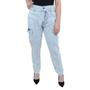 Imagem de Calça Jeans Feminina Recuzza Cargo Azul Clara - 10701