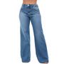 Imagem de Calça Jeans Feminina Sol Jeans Wide Leg com Boca Larga Cós Alto