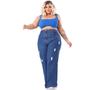 Imagem de Calça Jeans Feminino Plus Size Wide Leg