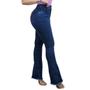 Imagem de Calça Jeans Flare Cintura Alta Cós Alto Elastano Lycra Levanta Bumbum Moda Feminina