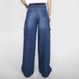Imagem de Calça Jeans Grifle Wide Leg Bolsos Cargo Feminina