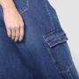 Imagem de Calça Jeans Grifle Wide Leg Bolsos Cargo Feminina