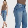 Imagem de Calça Jeans HNO Jeans Capri Elastano Costura Contraste Azul